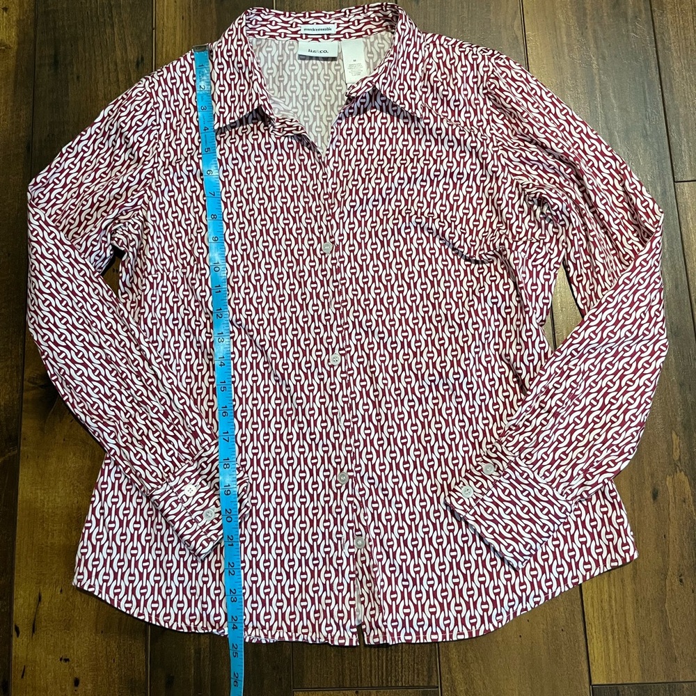 Spring Style!  Liz & Co patterned blouse - Picture 4 of 5